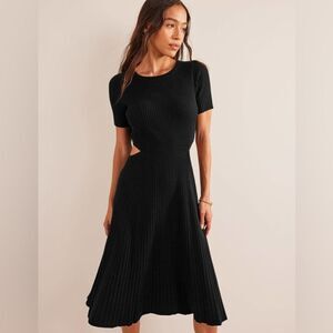 NWT Boden Cut Out Knitted Midi Dress - Black - Women's 8P